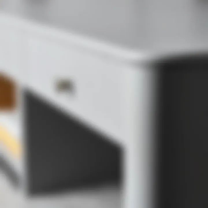 Material Texture of Grey Table Desk Close-up of grey table desk showcasing material texture and finish