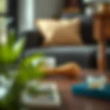 Elegant wooden hand whisk resting on a coffee table