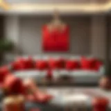Elegant Red Pillows Transforming a Modern Living Space Elegant arrangement of red pillows on a modern couch