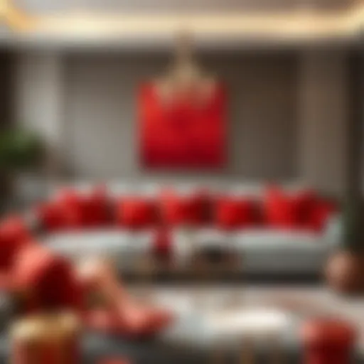 Elegant Red Pillows Transforming a Modern Living Space Elegant arrangement of red pillows on a modern couch