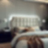 Elegant full-size headboard with integrated lighting.