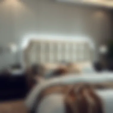 Elegant full-size headboard with integrated lighting.