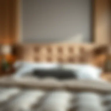 Variety of materials used in headboards and nightstands.