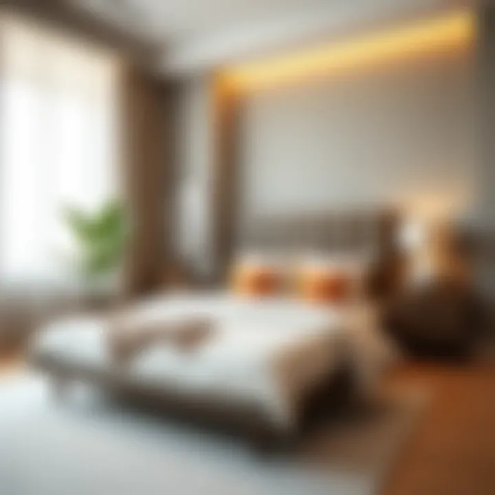 Modern bedroom showcasing headboard and nightstand harmony.