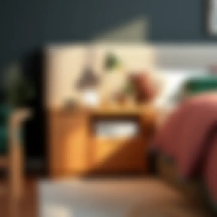 Stylish nightstand with unique storage solutions.