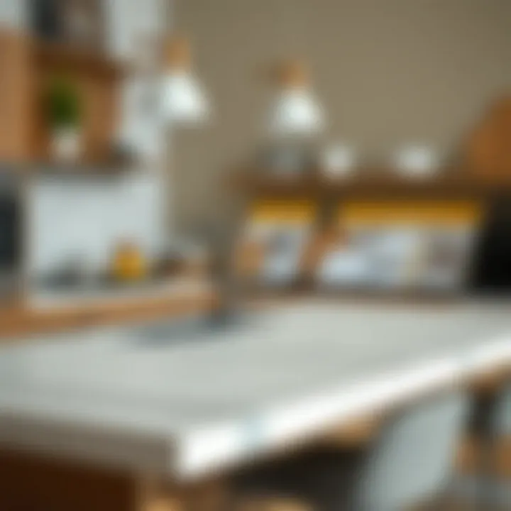 Close-up of materials used in a kitchen island and bar stools