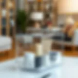 Artistic arrangement of a clear box showcasing various items inside