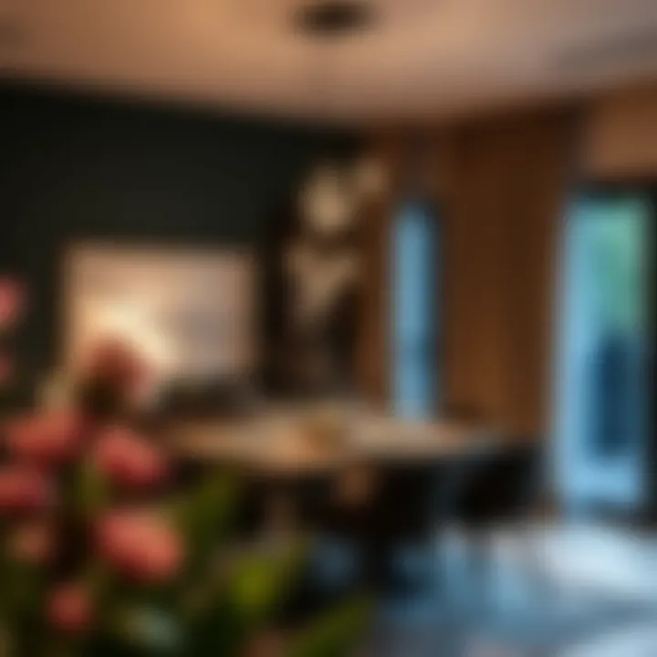 Innovative Dining Area Lighting A modern dining area featuring innovative lighting fixtures that enhance the decor.