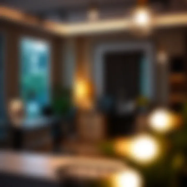 Workspace Lighting Techniques An elegantly designed workspace illuminated by layered lighting techniques.