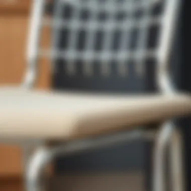 A close-up view of different materials used in chrome chair construction.