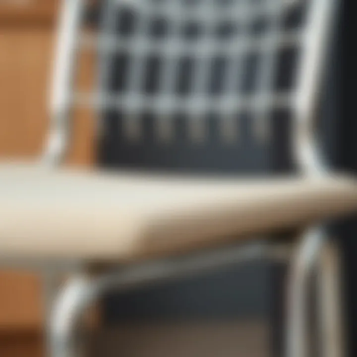 A close-up view of different materials used in chrome chair construction.