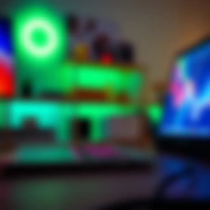 Vibrant Illumination for Creative Work Close-up of a laptop with halo light showcasing vibrant colors