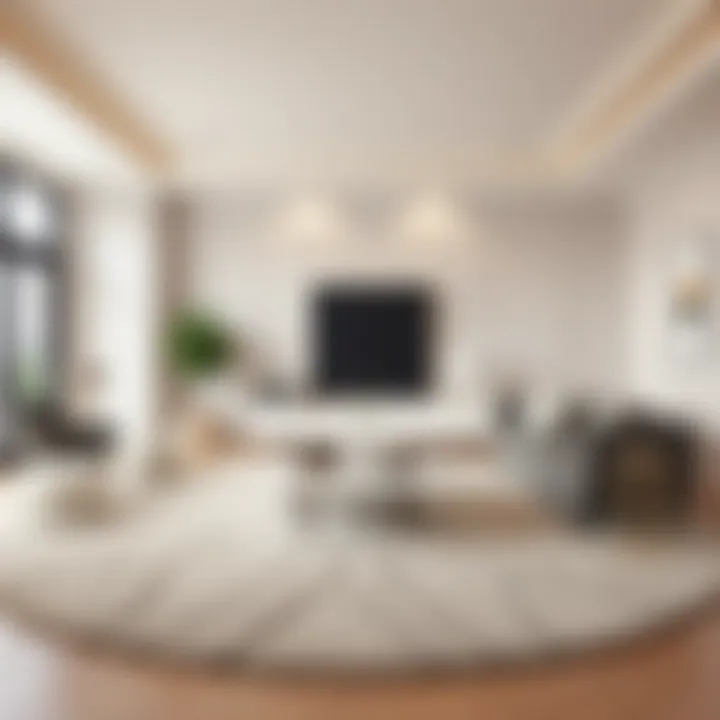 Elegant Round Rug in Contemporary Living Room Elegant round rug in a contemporary living room setting