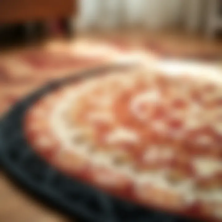 Close-up of Luxurious Round Rug with Intricate Patterns Close-up of a luxurious round rug showcasing intricate patterns