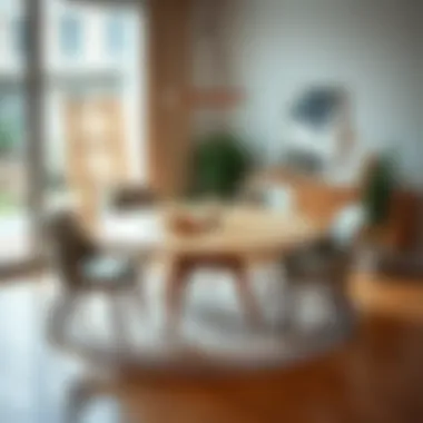 Round Rug Under Dining Table Enhancing Decor Round rug placed under a dining table enhancing the decor