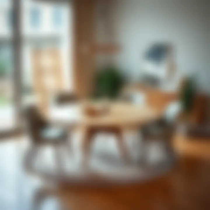 Round Rug Under Dining Table Enhancing Decor Round rug placed under a dining table enhancing the decor