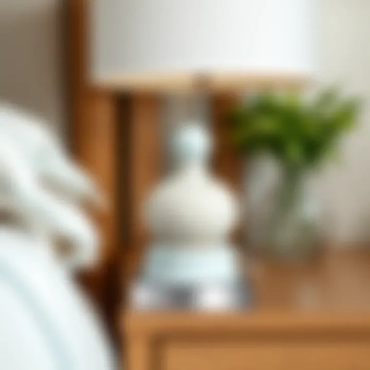 Decorative Bedside Table Protector Close-up of a decorative bedside table protector