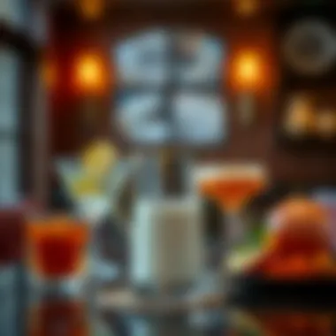 Aesthetic presentation of beverages with frothing pitcher in focus