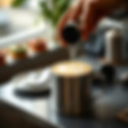 Exquisite Latte Art Crafted Using a Frothing Pitcher Stainless steel frothing pitcher with latte art