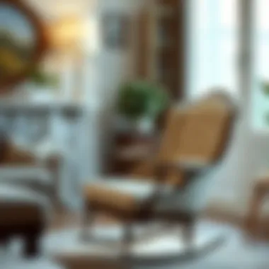 Elegant Vintage Upholstered Rocking Chair Elegant vintage upholstered rocking chair in living room setting