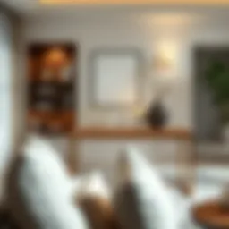 Elegant skinny sofa table showcasing decorative items