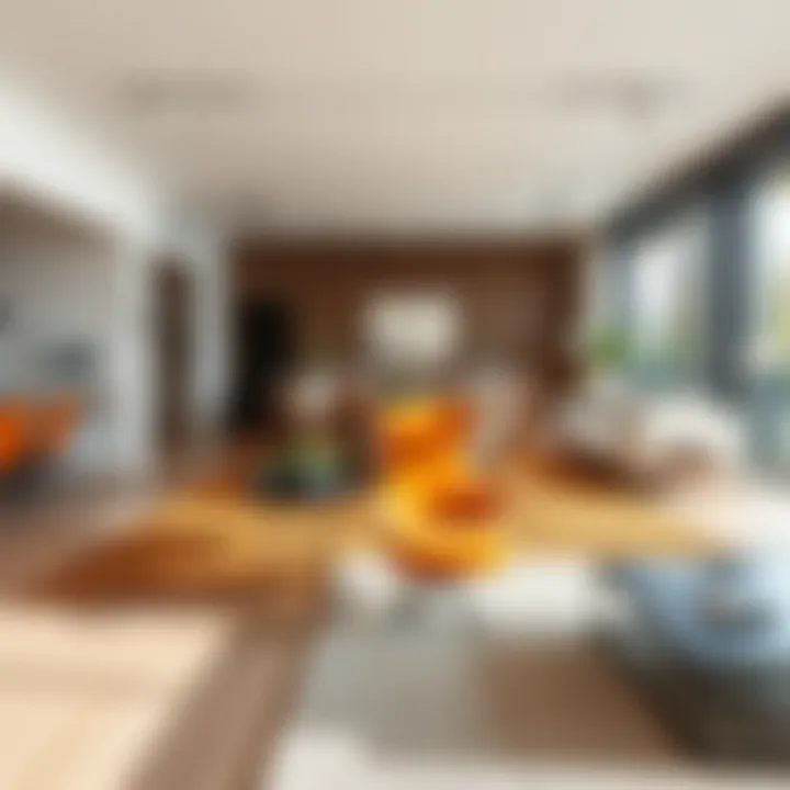 A stylish long chair sofa placed strategically in a spacious open-plan living area