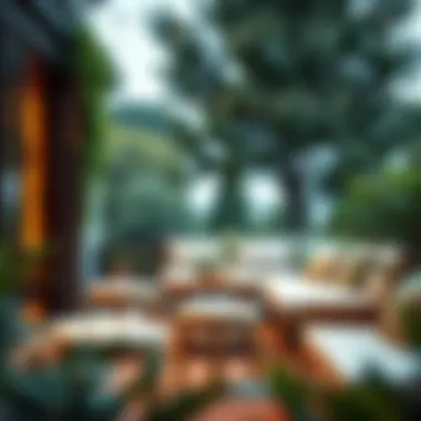 Serene Outdoors Enhanced by Round Stool Cushions A serene outdoor space featuring round stool cushions