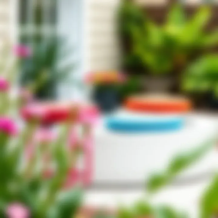 Vibrant Round Cushions Enhancing Garden Aesthetics Vibrant round outdoor stool cushions in a garden setting