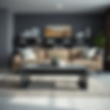 Stylish Small Gray Coffee Table in Modern Living Room Stylish small gray coffee table in a modern living room setting