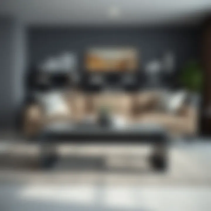 Stylish Small Gray Coffee Table in Modern Living Room Stylish small gray coffee table in a modern living room setting