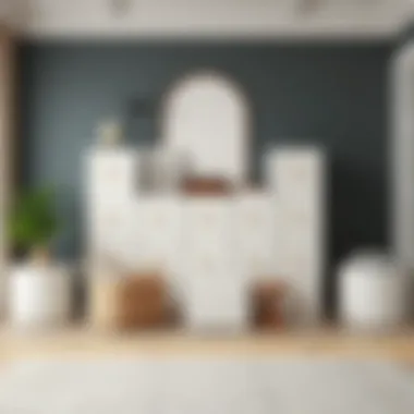 Elegant arrangement of storage cubes in a stylish space