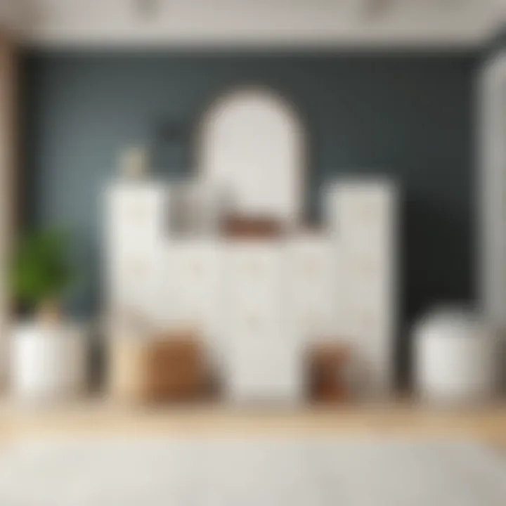 Elegant arrangement of storage cubes in a stylish space