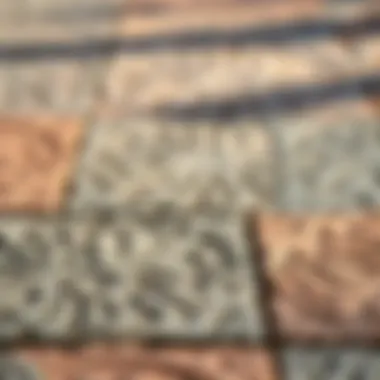 Close-up view of textured vinyl patio tiles showcasing their intricate designs