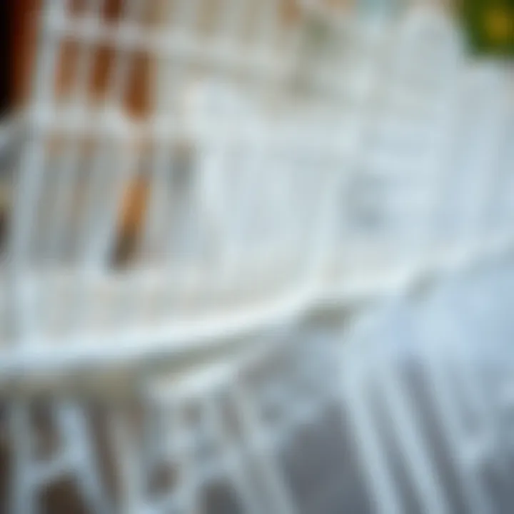 Close-up of craftsmanship in white wire chair design