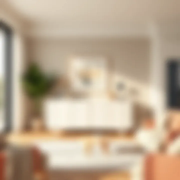 Elegant White Dresser in a Contemporary Setting Elegant white dresser in a modern living room setting