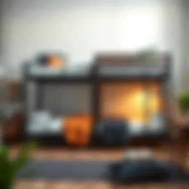 Variety of materials used in the construction of three-level bunk beds