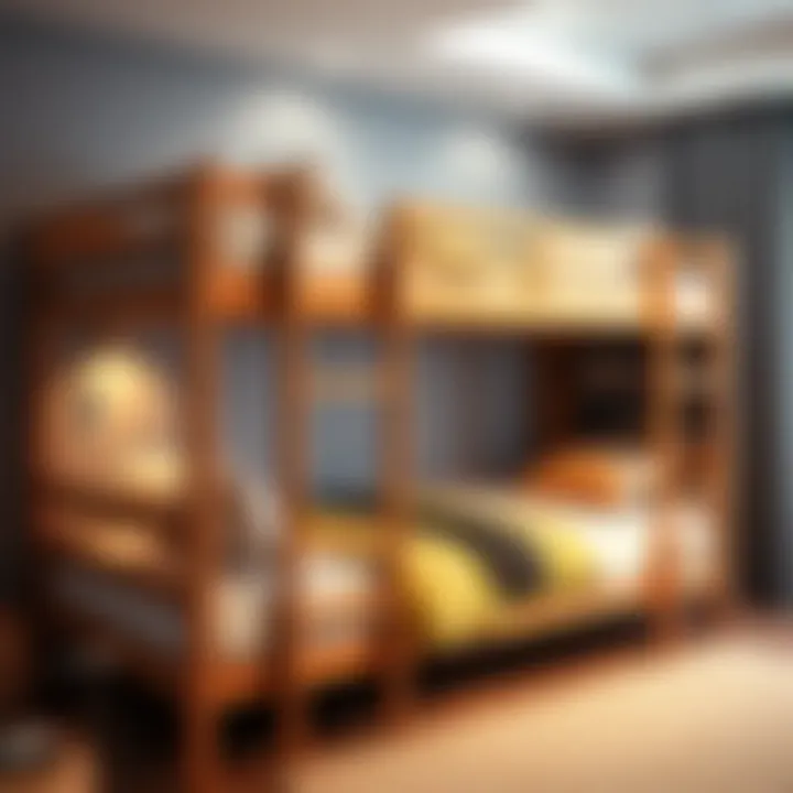 Safety features in three-level bunk beds ensuring child protection