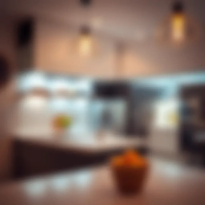 Sleek under cabinet lighting fixtures illuminating a modern kitchen