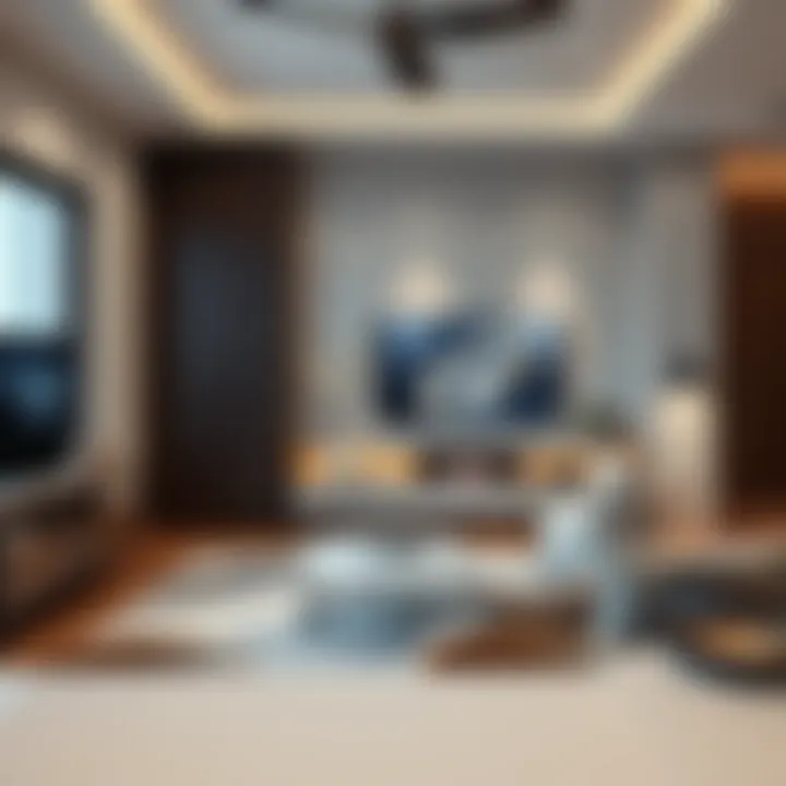 Aesthetic integration of under-the-counter TV in living space