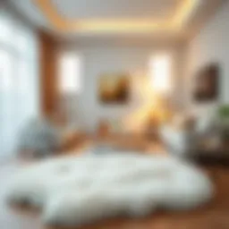 Luxurious shaggy sheepskin rug in a cozy living room setting