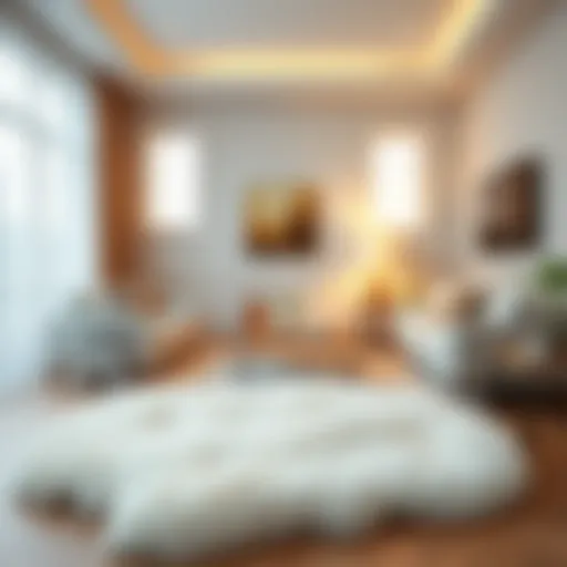 Luxurious shaggy sheepskin rug in a cozy living room setting