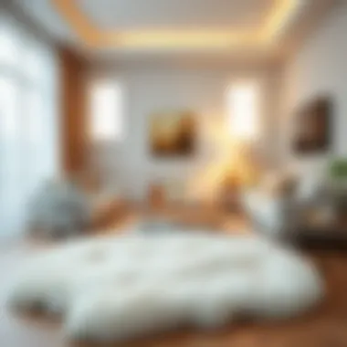 Cozy Living Room with Shaggy Sheepskin Rug Luxurious shaggy sheepskin rug in a cozy living room setting