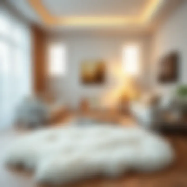 Cozy Living Room with Shaggy Sheepskin Rug Luxurious shaggy sheepskin rug in a cozy living room setting