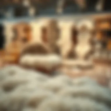 Variety of Sheepskin Rugs in Showroom Various types of sheepskin rugs displayed in a showroom