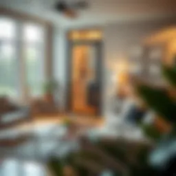 Magnetic screen door in a stylish living space