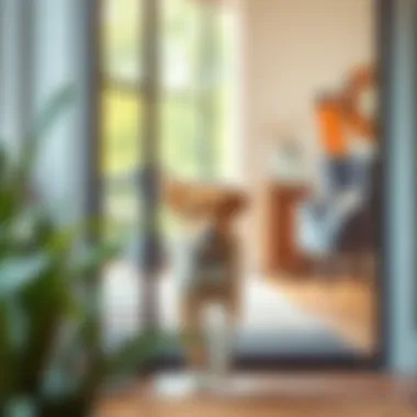 Pet Accessibility Through Magnetic Screen Door A dog easily passing through the screen door