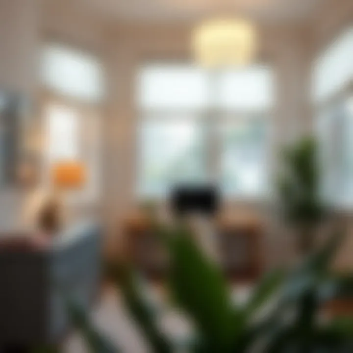 Stylish Office Space Featuring White Cotton Roman Shades Stylish office space featuring white cotton Roman shades