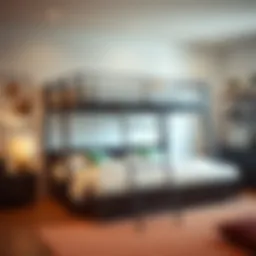 Stylish bunk bed with convertible features in a modern bedroom setting