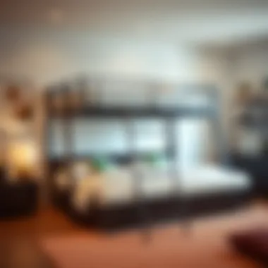 Stylish bunk bed with convertible features in a modern bedroom setting