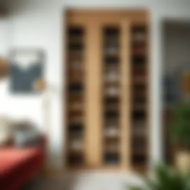 Vertical Storage: Utilizing Walls for Shoe Organization Innovative vertical shoe storage design maximizing wall space